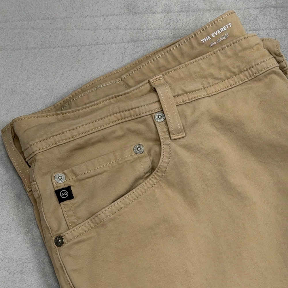 AG Adriano Goldschmied Everett Pants 40x32 Khaki Tan Slim Straight 1794SUDCSW - Picture 6 of 12